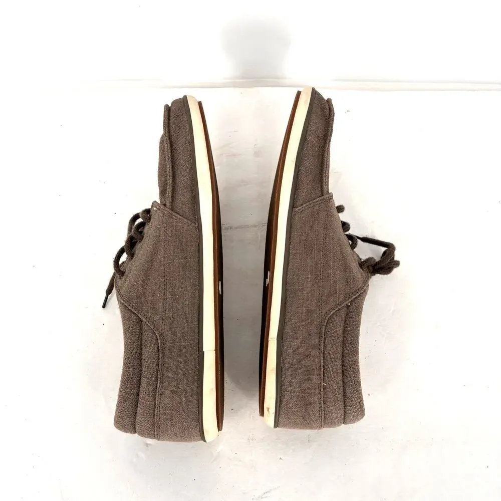 Sanuk Vagabond Brown Canvas Vegan Lace Up Loafers Slip On Shoes Mens Size 13